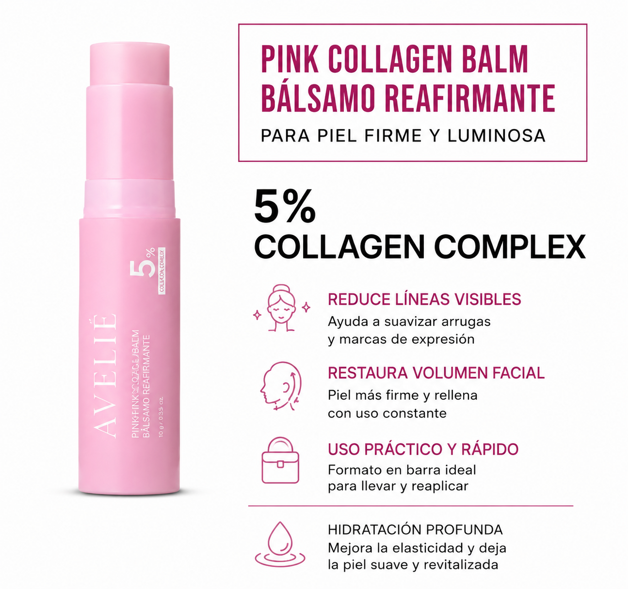 AVELIÉ Pink Collagen Balm | Bálsamo de Volumen Reafirmante