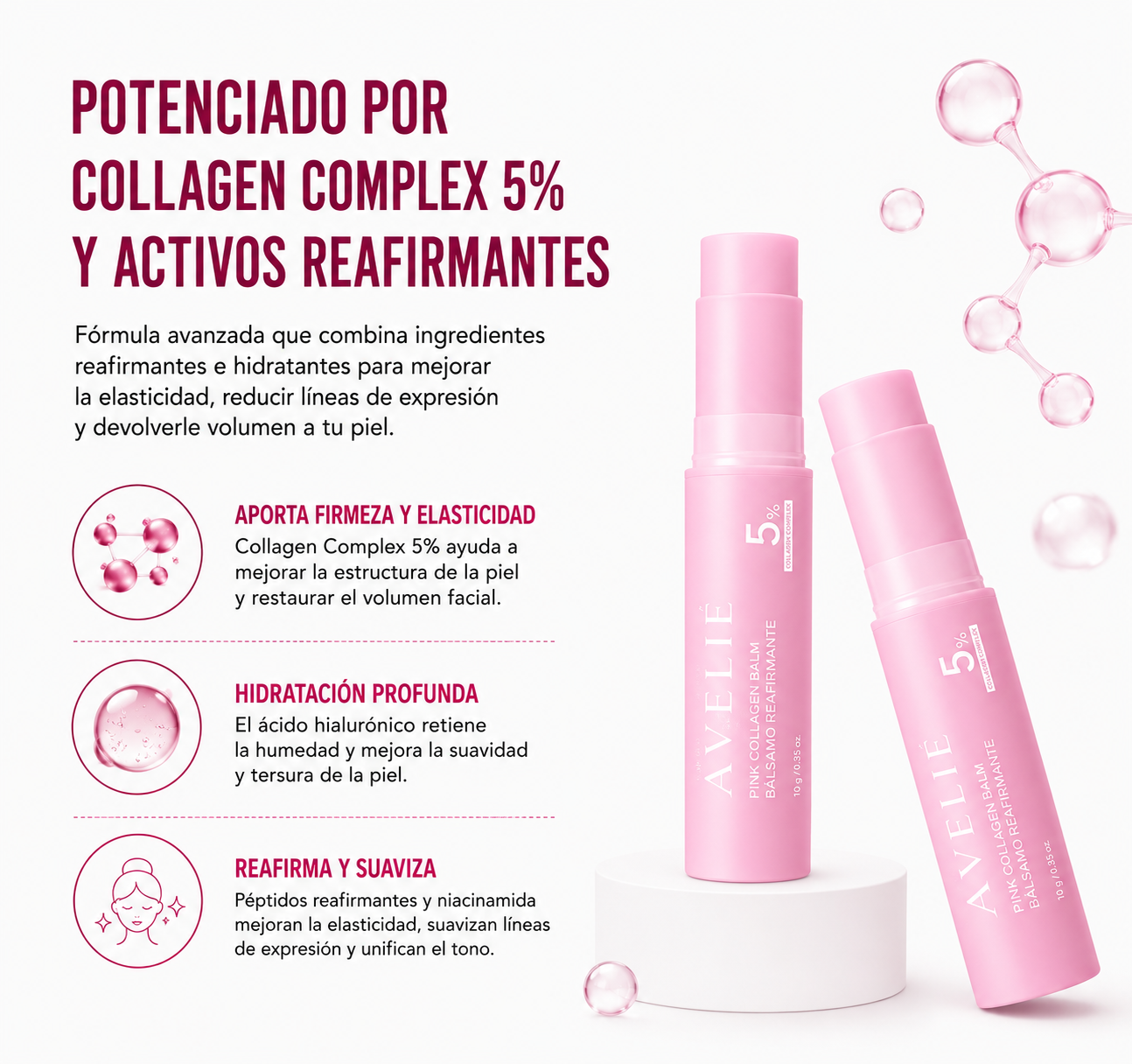 AVELIÉ Pink Collagen Balm | Bálsamo de Volumen Reafirmante
